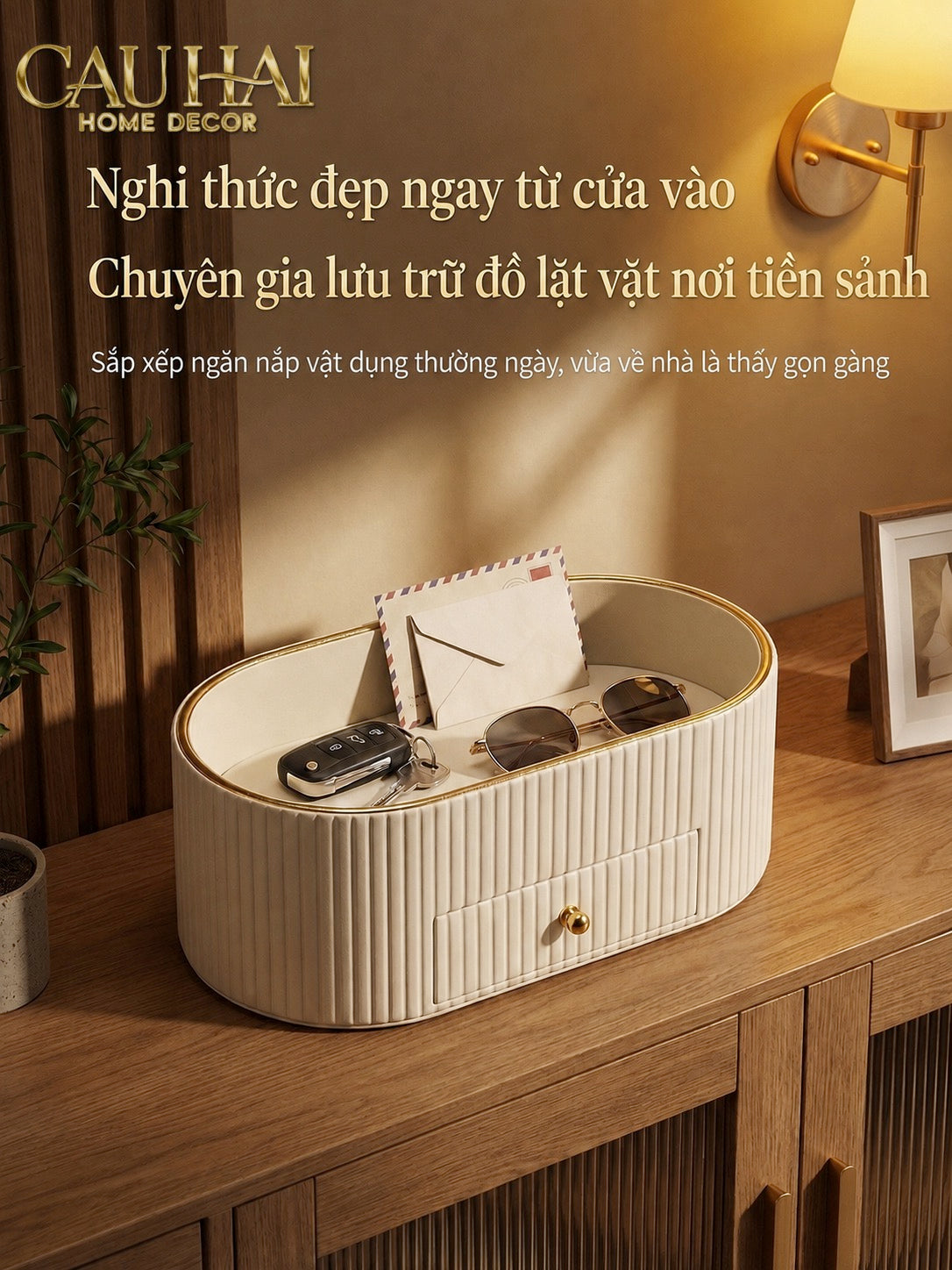 Khay Trang Sức Oval Stag Antler Atelier Cream 28.5x15.3x10-Khay Trang Sức-CẬU HAI HOME DECOR