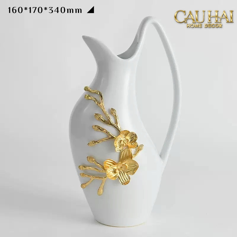 Maison Couture - Bình Hoa Sứ Orchidée d’Or Pure H34 - CẬU HAI HOME DECOR
