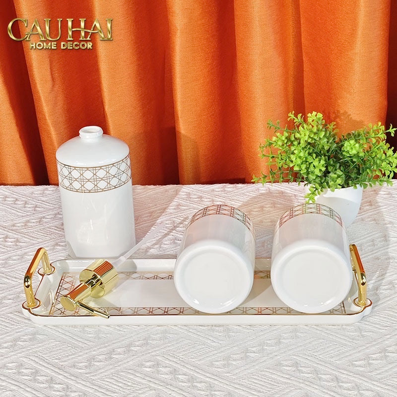 Maison Couture - Set Nhà Tắm D.O Blanc Perle Cannage 4Pcs - CẬU HAI HOME DECOR