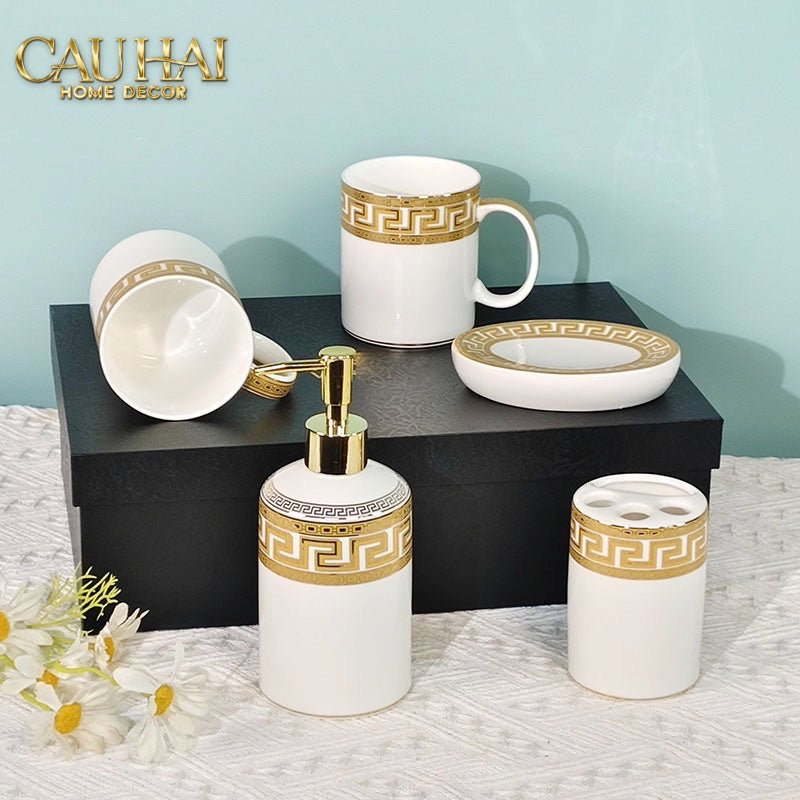 Maison Couture - Set Nhà Tắm Golden Greek 5Pcs - CẬU HAI HOME DECOR