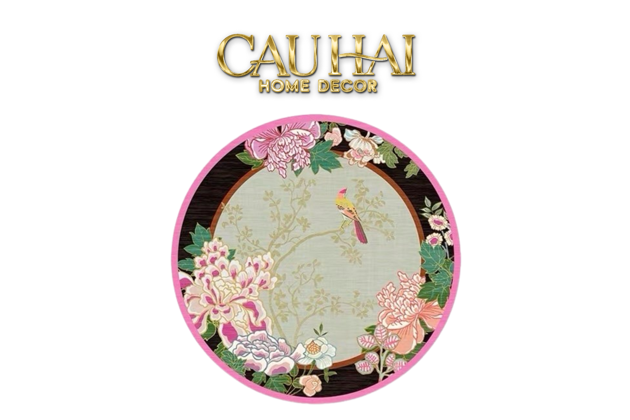 Thảm Tròn (e chưa biết chất liệu) D160 - Viên Hoa Phú Quý Cercle de la Prospérité Florale - CẬU HAI HOME DECOR