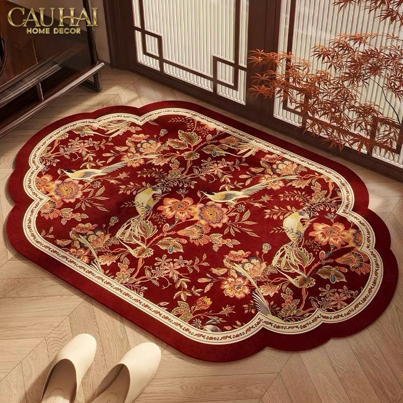 Tết Couture - Thảm Cửa Microfiber 50x75 - Hỷ Điểu Hoa Khai Auspicious Bird - CẬU HAI HOME DECOR