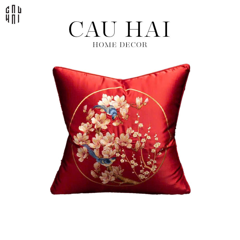 Tết Couture - Vỏ Gối Sofa Hoạ Tiết Thêu Triệu Hoa 45. - CẬU HAI HOME DECOR
