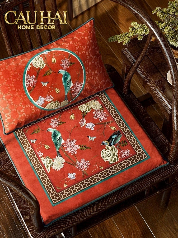 Tết Couture - Vỏ Gối Nhung Qing Dynasty Crimson Legacy 45 - CẬU HAI HOME DECOR