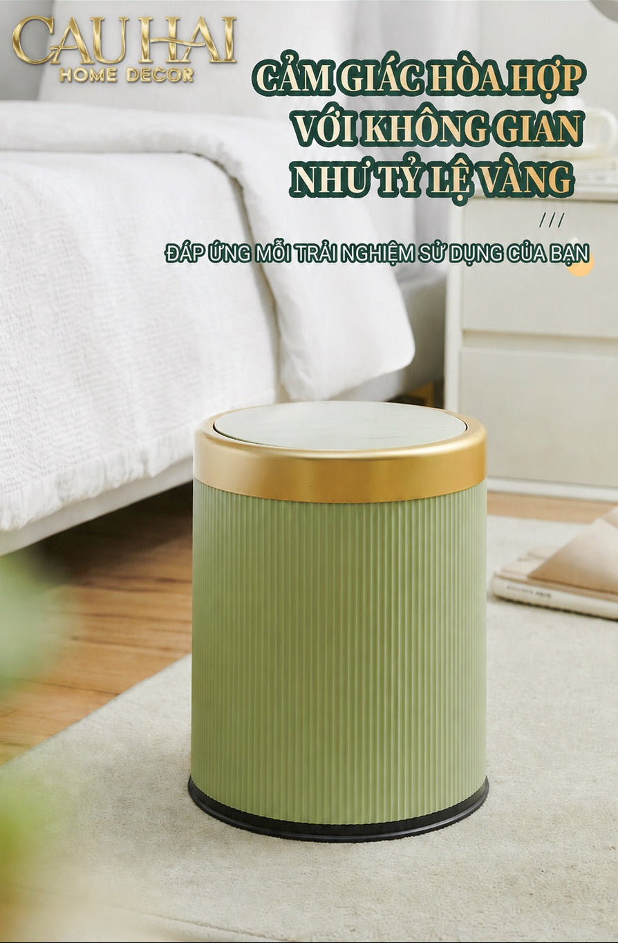 Thùng Rác Nắp Bật Équestre Celadon 12L-Thùng Rác-CẬU HAI HOME DECOR