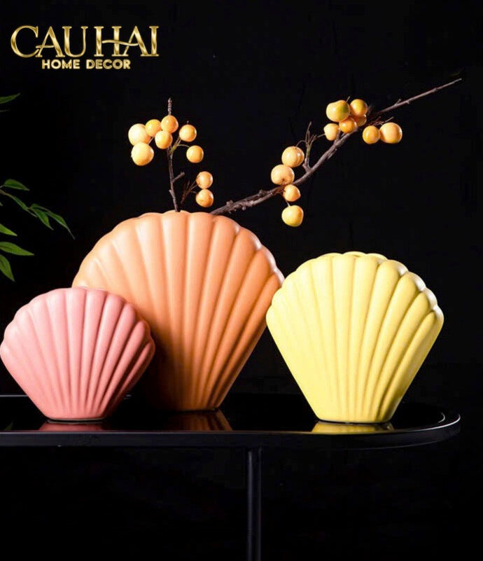 BÌNH HOA VỎ SÒ SUNLIT COASTAL SHELL VASE H20