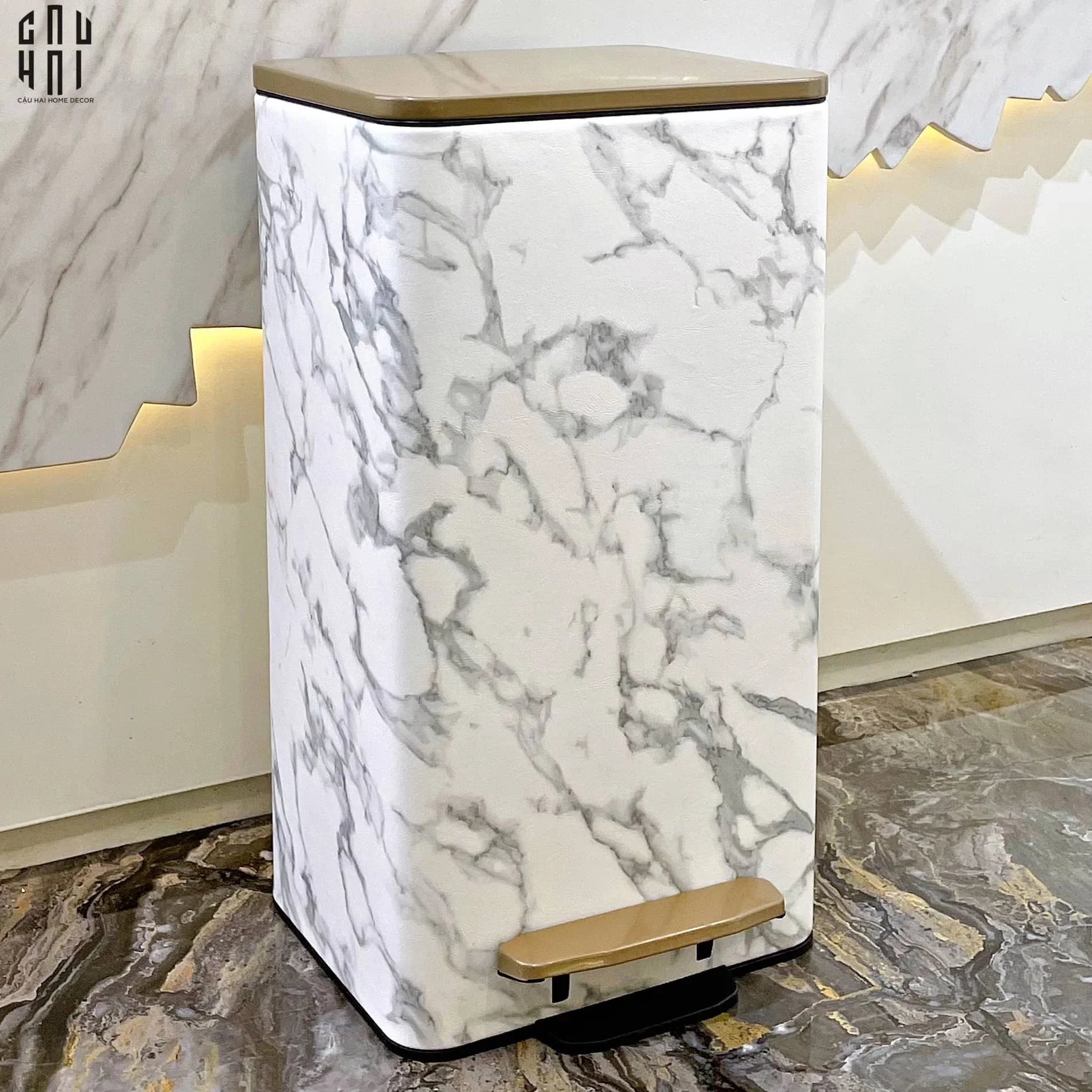 ARTHUR 21L MARBLE TRASH BIN SS25 HOME COUTURE-CẬU HAI HOME DECOR