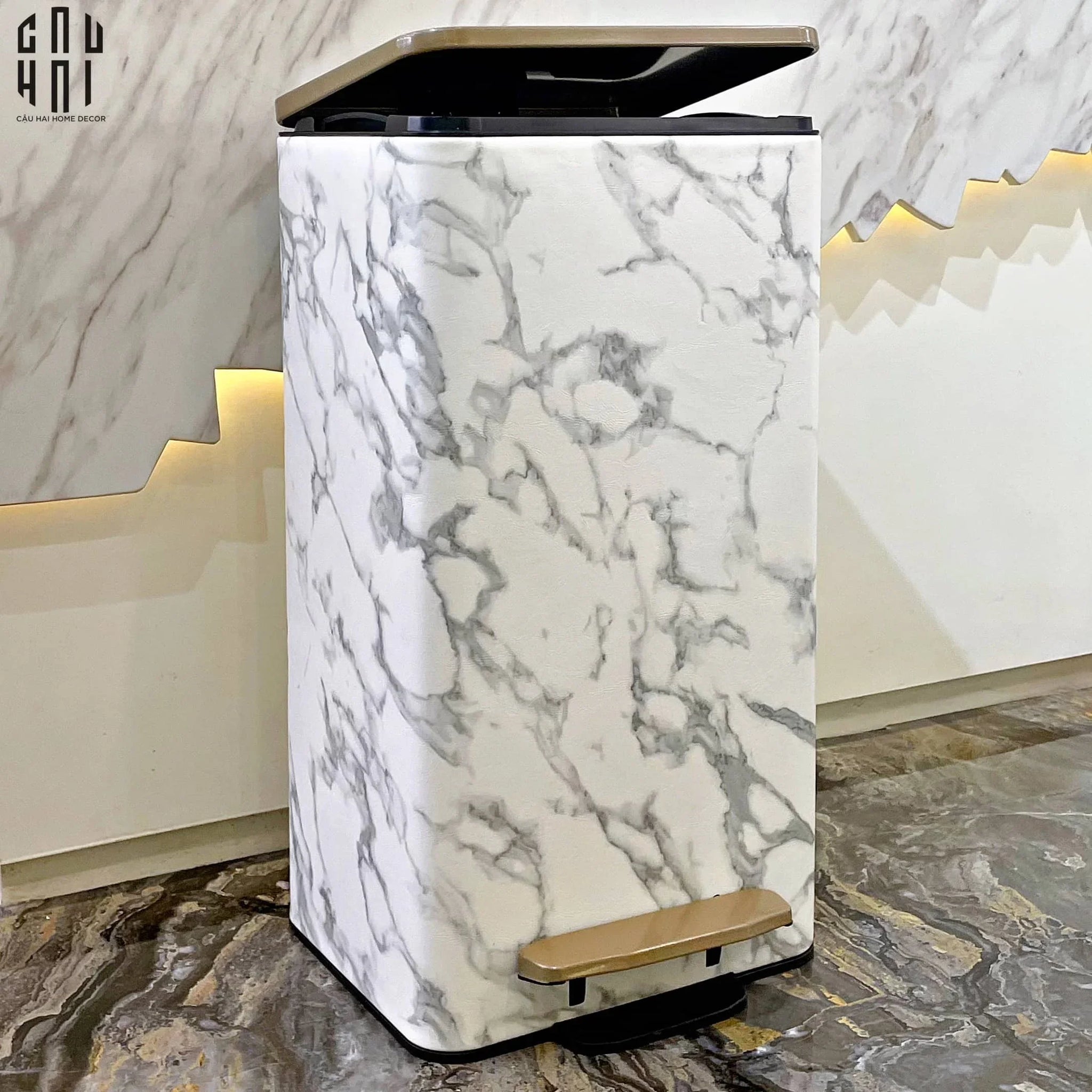 ARTHUR 21L MARBLE TRASH BIN SS25 HOME COUTURE-CẬU HAI HOME DECOR