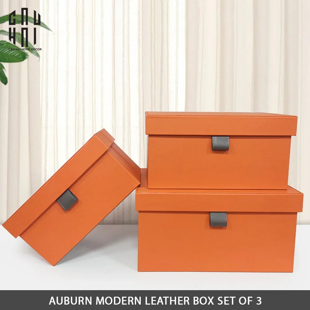 Auburn Modern Leather Box - Set 3-CẬU HAI HOME DECOR