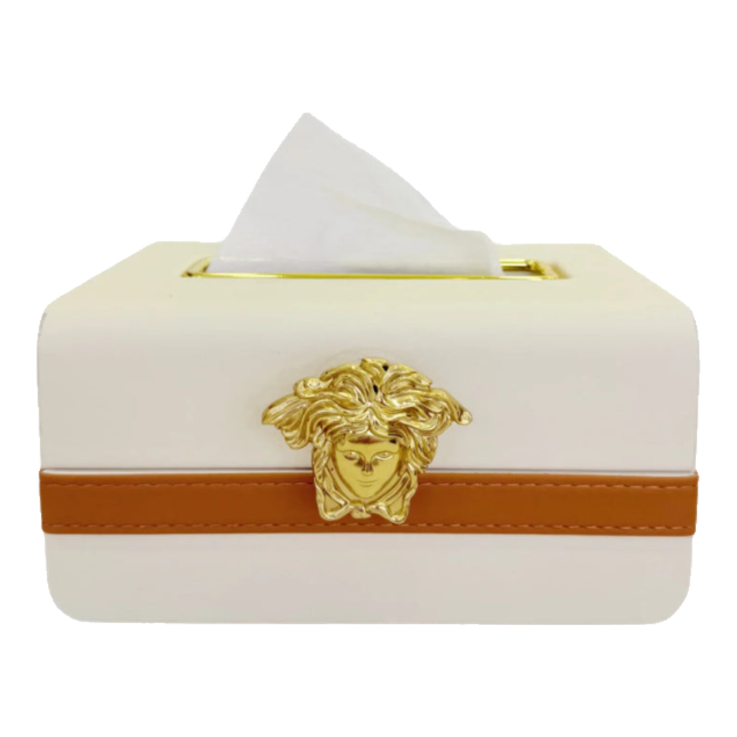 Lux Ivory Leather Medus Spéciale Édition Tissue Box