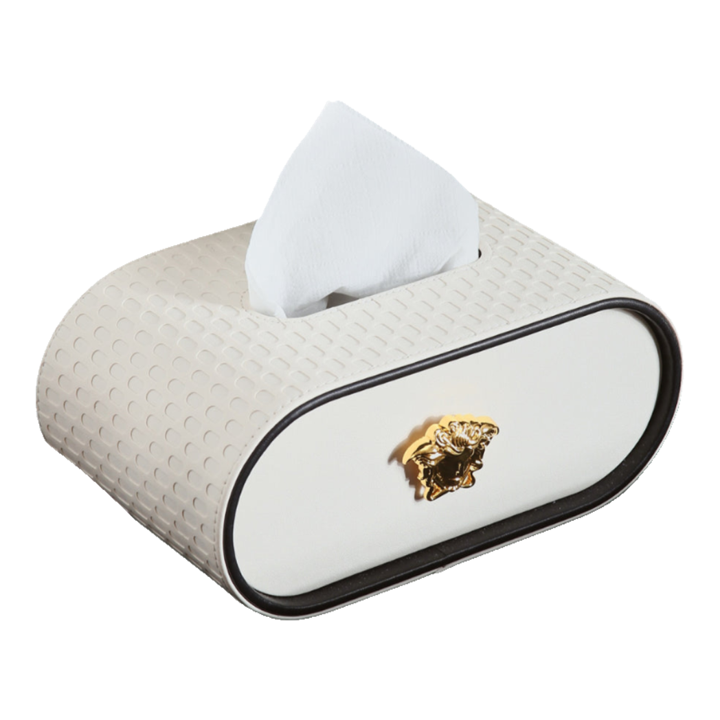 Blanc Leather Orbit Opaline Medusa Edition Tissue Box 13x22