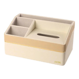4-Compartment Remote Leather Tissue Box - D'Ivoire Céline Tissue Box 17x26