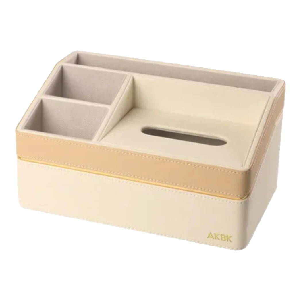 4-Compartment Remote Leather Tissue Box - D'Ivoire Céline Tissue Box 17x26