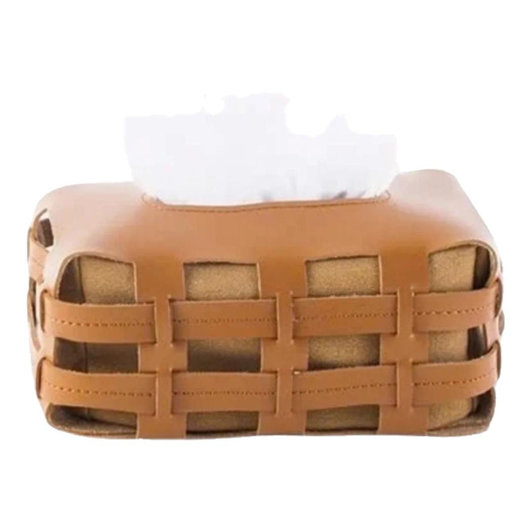 Signature Orange Lux Leather Carré Vanity Tissue Holder