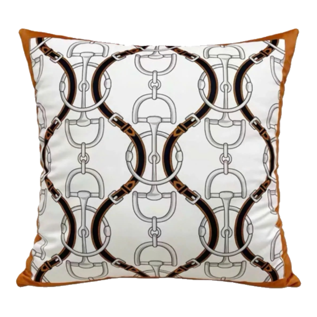 Vỏ Gối Nhung Horsebit Noble Héritage - Blanc Motif 45