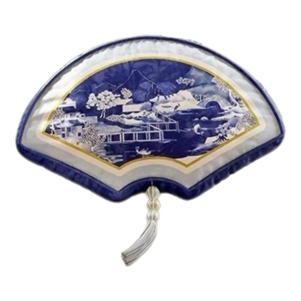 Gối Nhung Quạt IndigoEmperor Fan Indochine Art Cushion