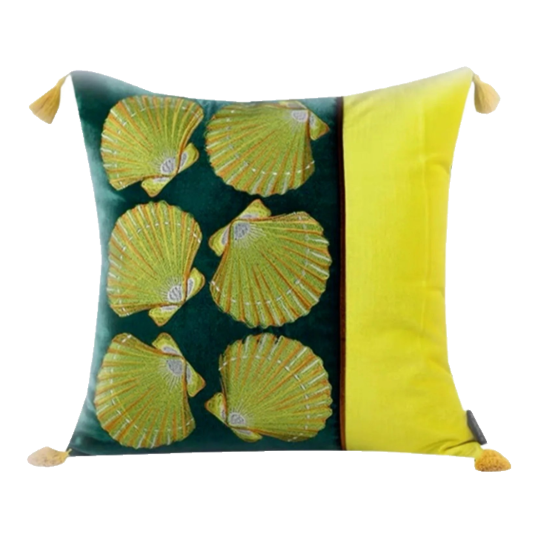 Vỏ Gối Lụa Thêu Velvet Scallop Raised Silk Embroidered Cushion 45