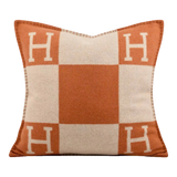Maison Couture - Vỏ Gối Len Merinos Cashmere Signature Carré H Class 45 - Taupe Orange H
