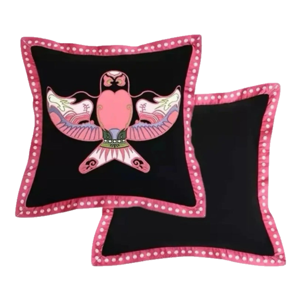 Pink Swallow Kite Tweed Pillow Case 45