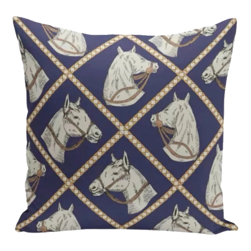Canvas Navy Wisteria Pegasus Pillow Cover 45