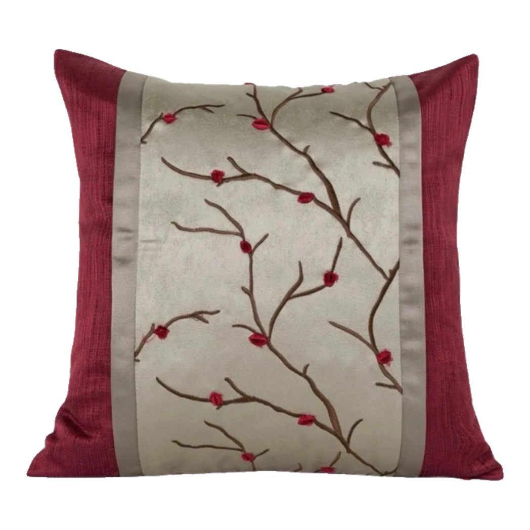 Fleurs De Soie Cramoisies Silk Pillowcase 45
