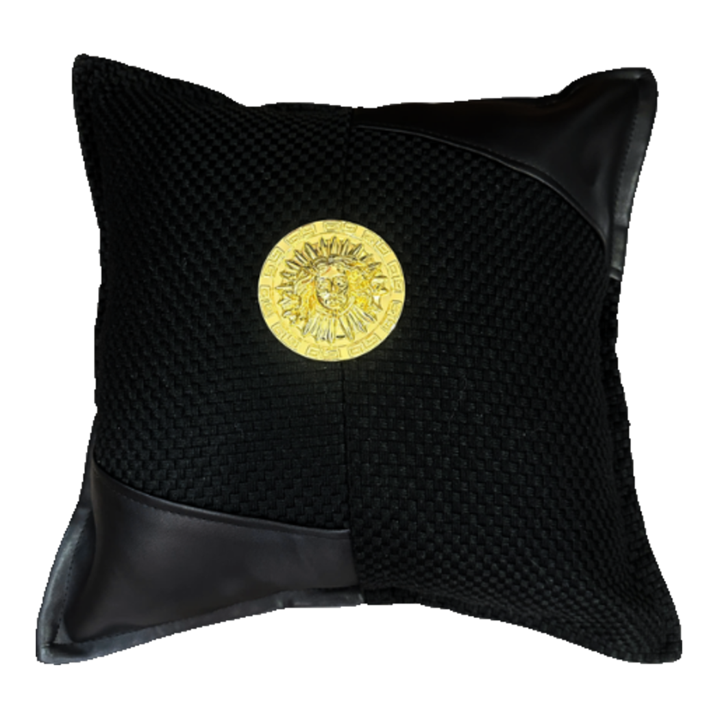 Intrecciato Lux Leather Canvas Pillow Cover Phantom 50