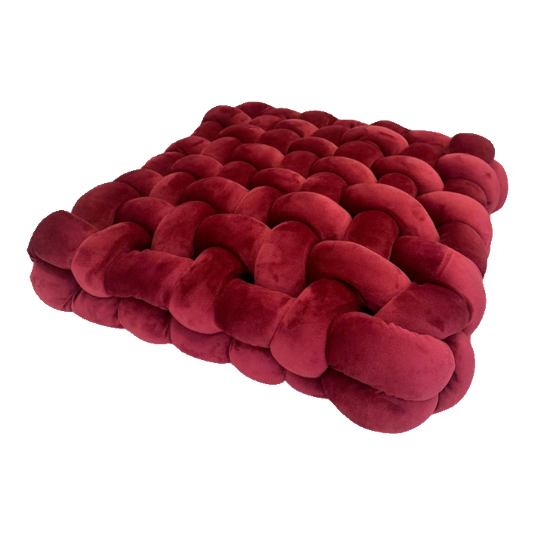 Sweet Burgundy Biscuits Crochet Pillow