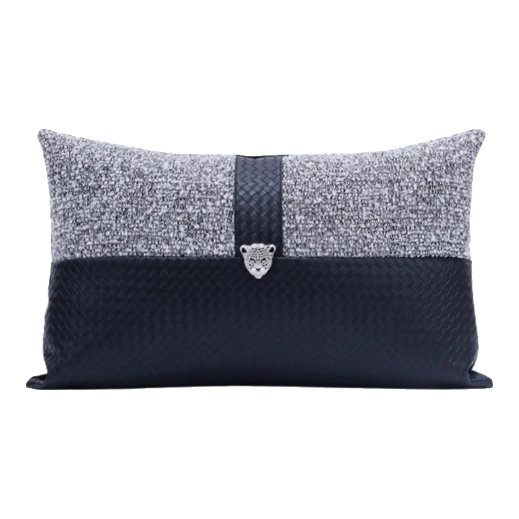 Pillow Tweed Leather Midnight Sentinel Panther 30X50