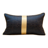 Jacquard Navy Sovereign Golden Lignes Silk Pillow 30x50