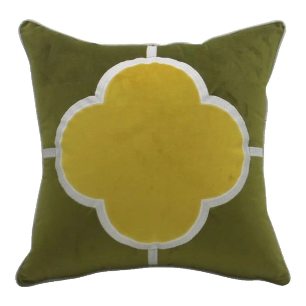 Olive Clover Quatrefoil Velvet Pillow Case 45