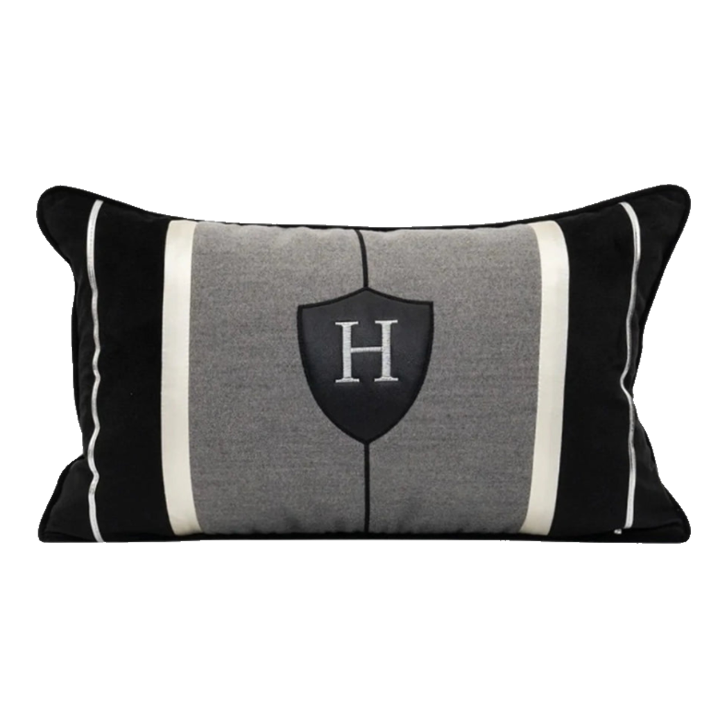 Noir Heritage H Crest Velvet Pillow 30x50