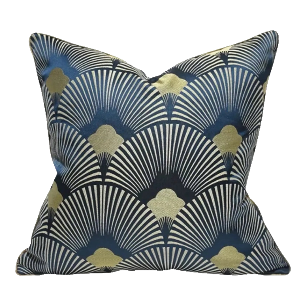 Jacquard St Patrick Blue D'Or Art Deco Fan Cushion Cover 45