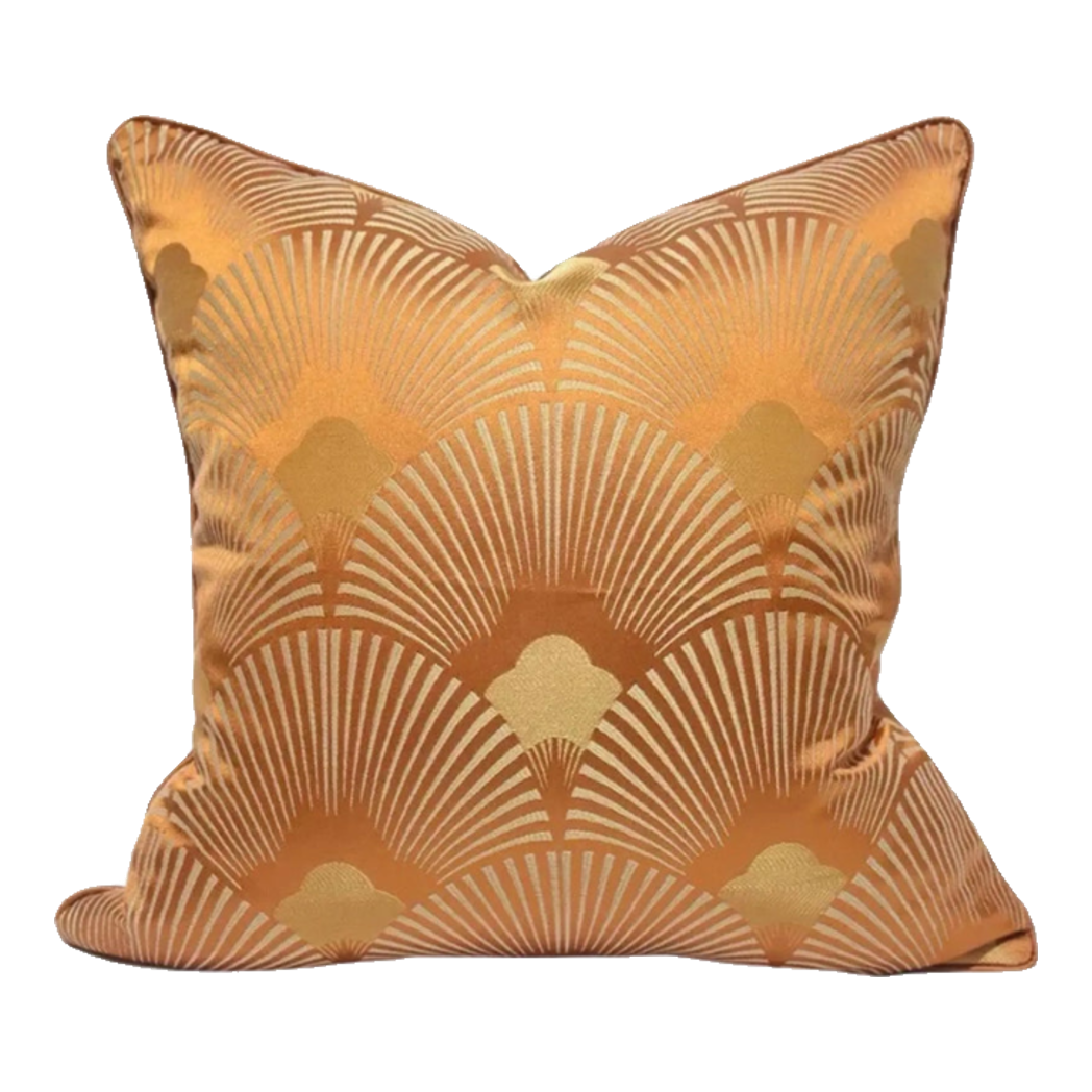 Jacquard Tangerine D'Or Art Deco Fan Cushion Cover 45