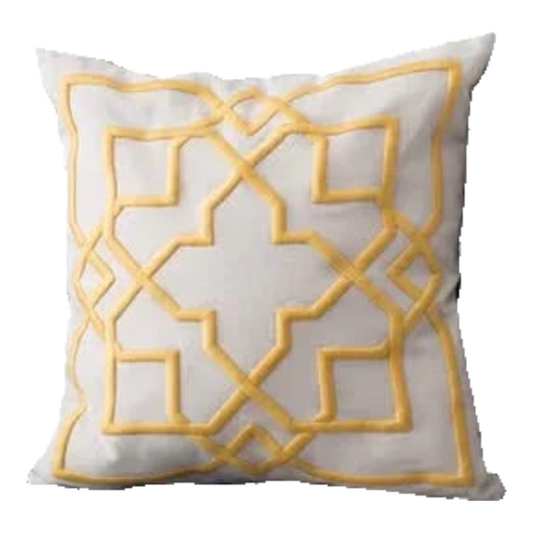Vỏ Gối Canvas Thêu 3D Mustard Lattice Trellis 45