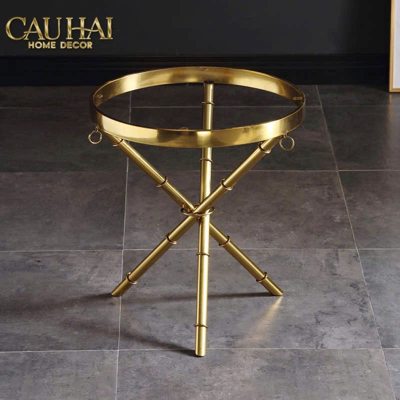Bàn Sofa Marble Tròn Chinoiserie Bamboo D'Or Ivory H49x53-BÀN SOFA-CẬU HAI HOME DECOR