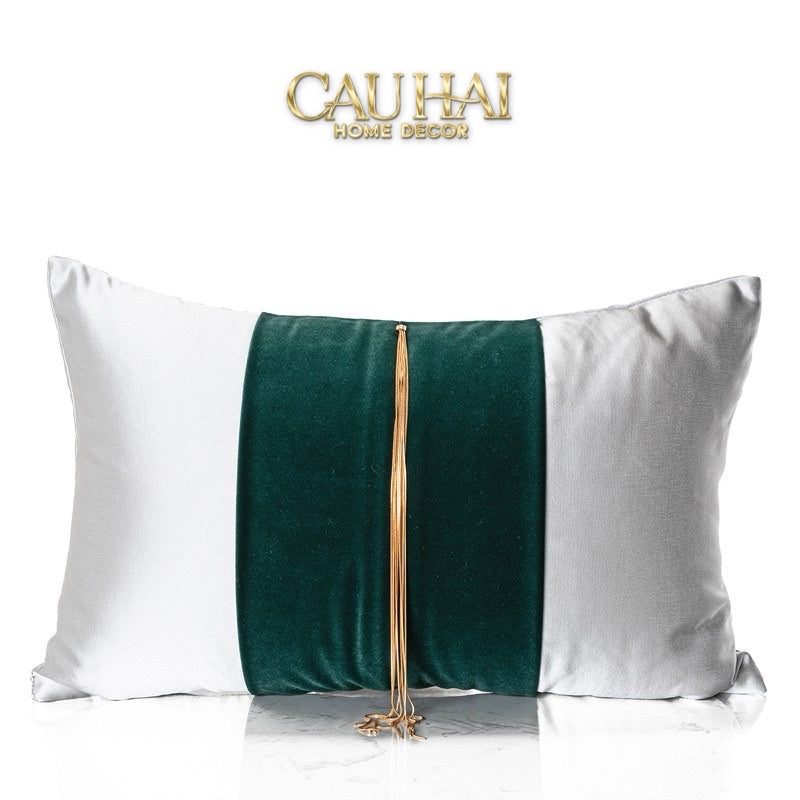 GỐI LỤA SATIN VERT GRACE JEWEL 30X50