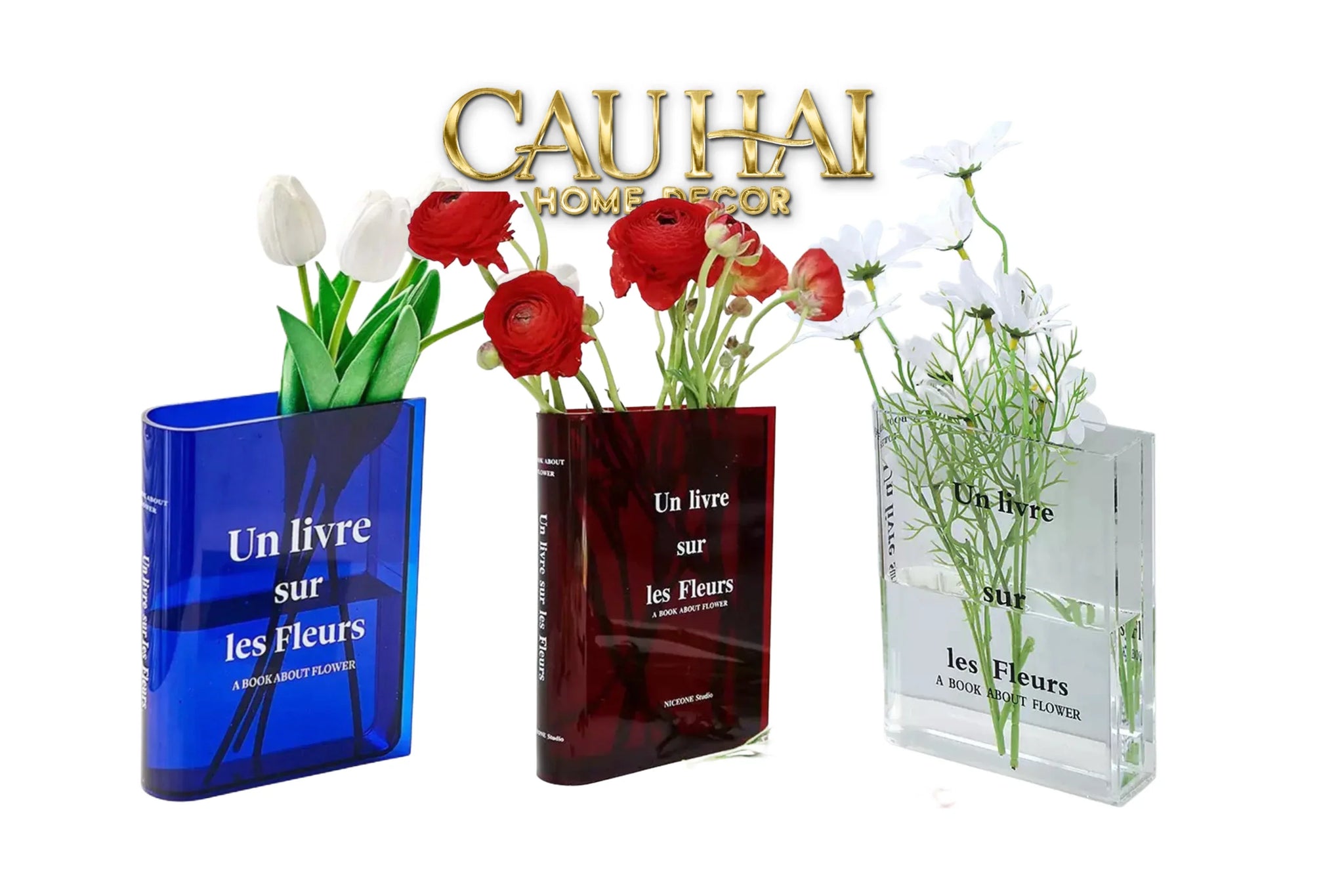 Bình Hoa Acrylic Book About Flower-CẬU HAI HOME DECOR
