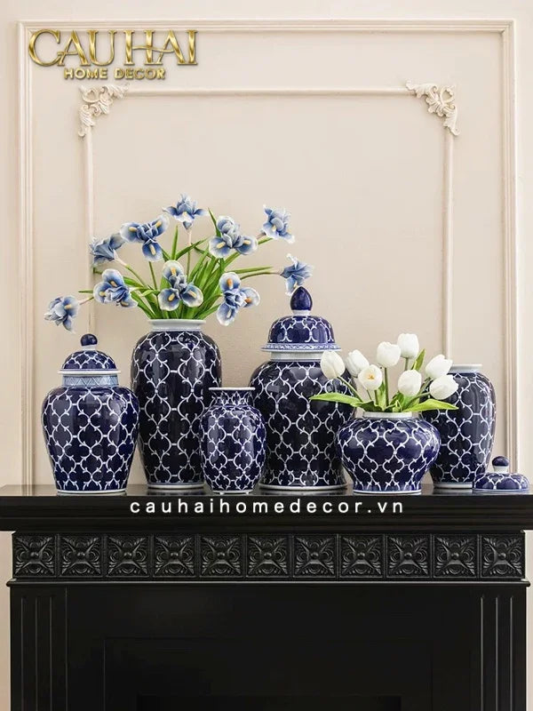 Bình Hoa Ceramic Blue Mystery-CẬU HAI HOME DECOR