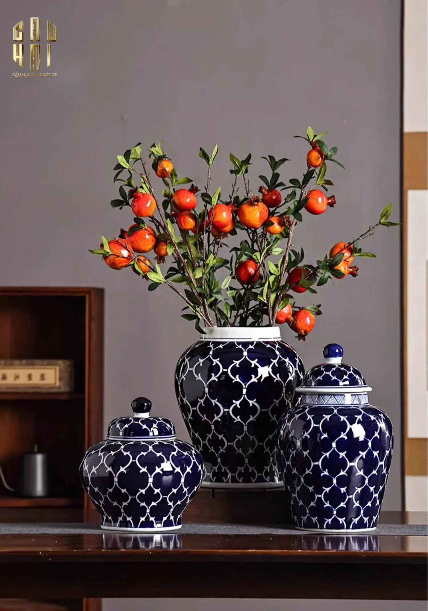 BÌNH HOA CERAMIC BLUE MYSTERY-CẬU HAI HOME DECOR