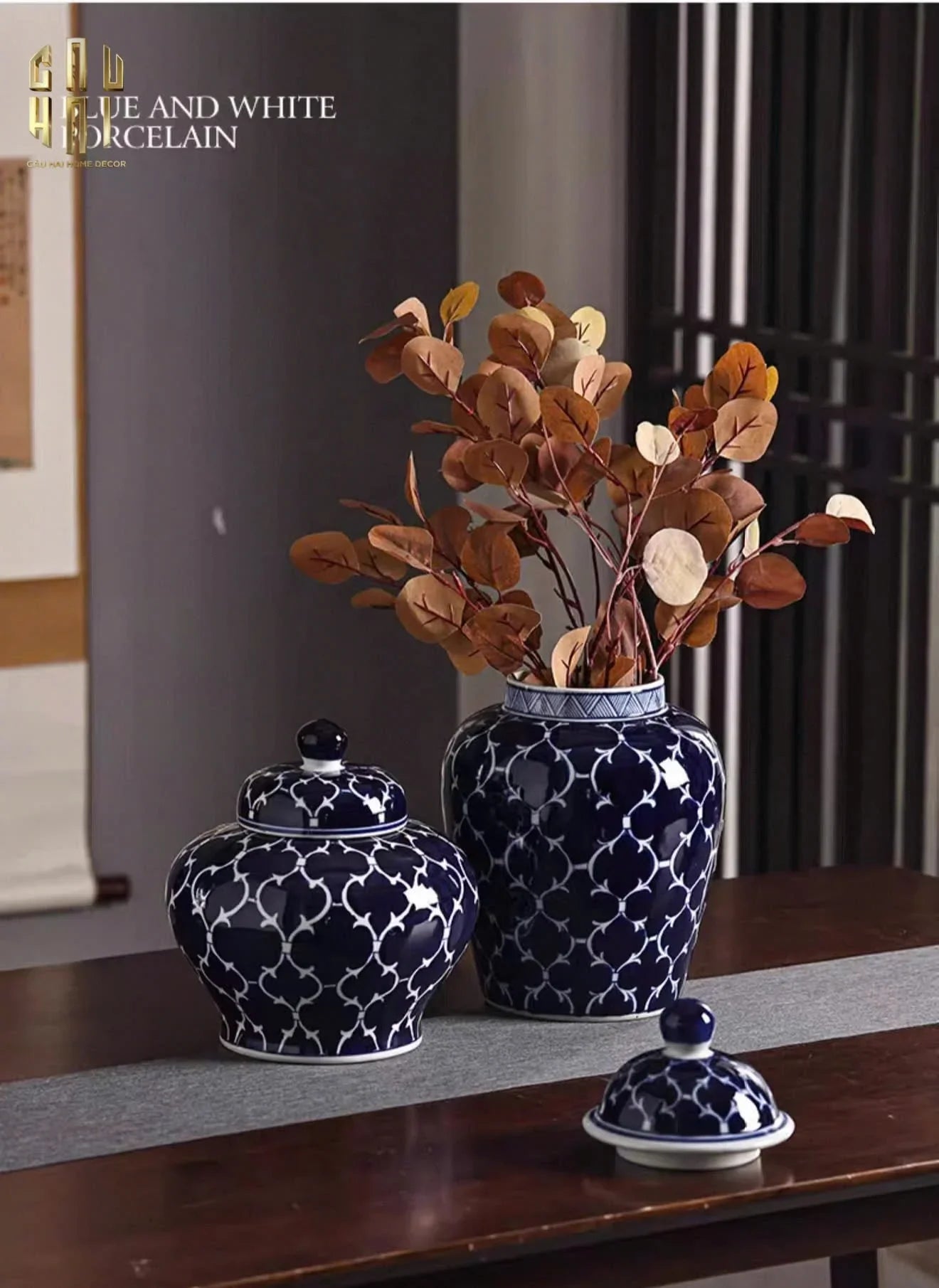 BÌNH HOA CERAMIC BLUE MYSTERY-CẬU HAI HOME DECOR