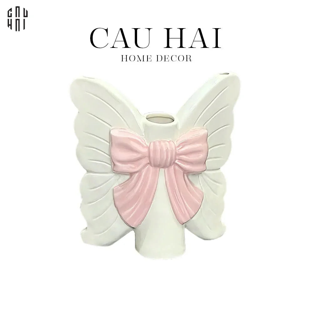 BÌNH HOA CERAMIC PINKY TIE SS25 - BLANC-CẬU HAI HOME DECOR