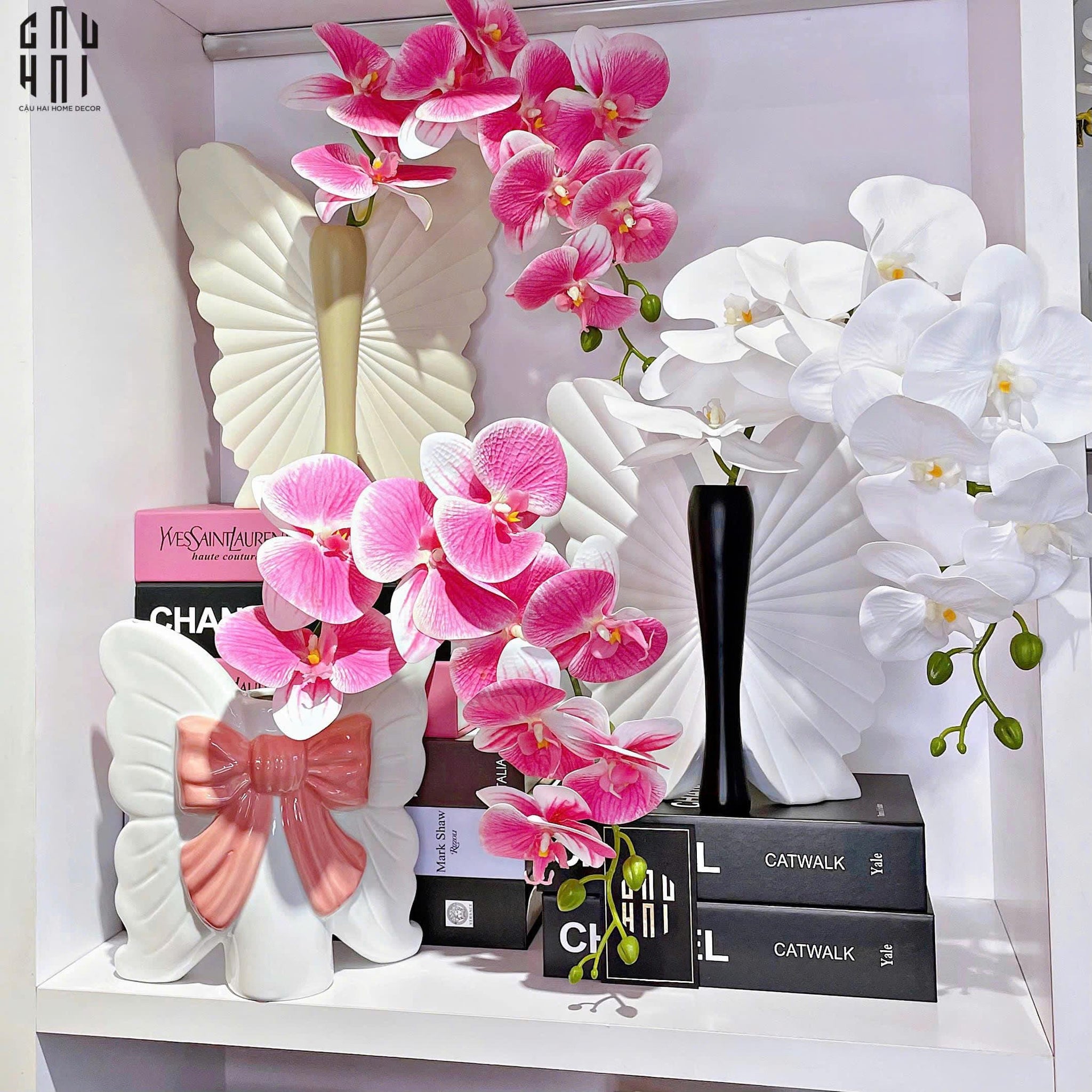 BÌNH HOA CERAMIC PINKY TIE SS25 - BLANC-CẬU HAI HOME DECOR