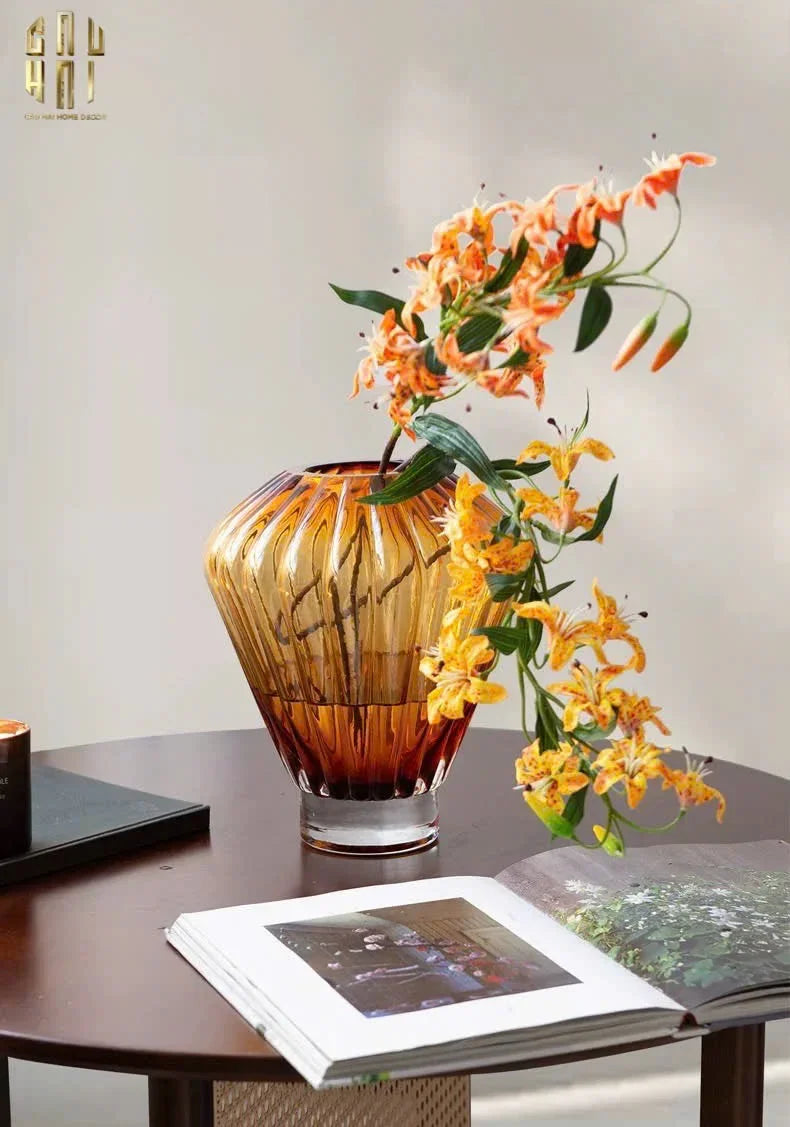 Bình Hoa Crystal Éclat Ambré H19-CẬU HAI HOME DECOR
