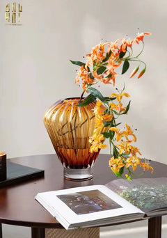 Bình Hoa Crystal Éclat Ambré H19-CẬU HAI HOME DECOR