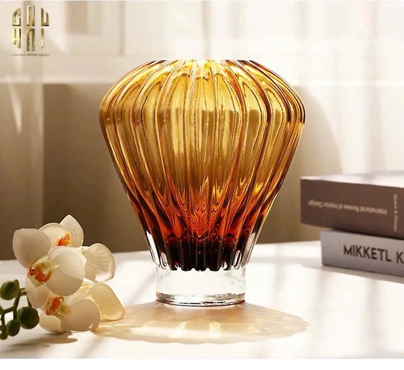 BÌNH HOA CRYSTAL ÉCLAT AMBRÉ H19-CẬU HAI HOME DECOR