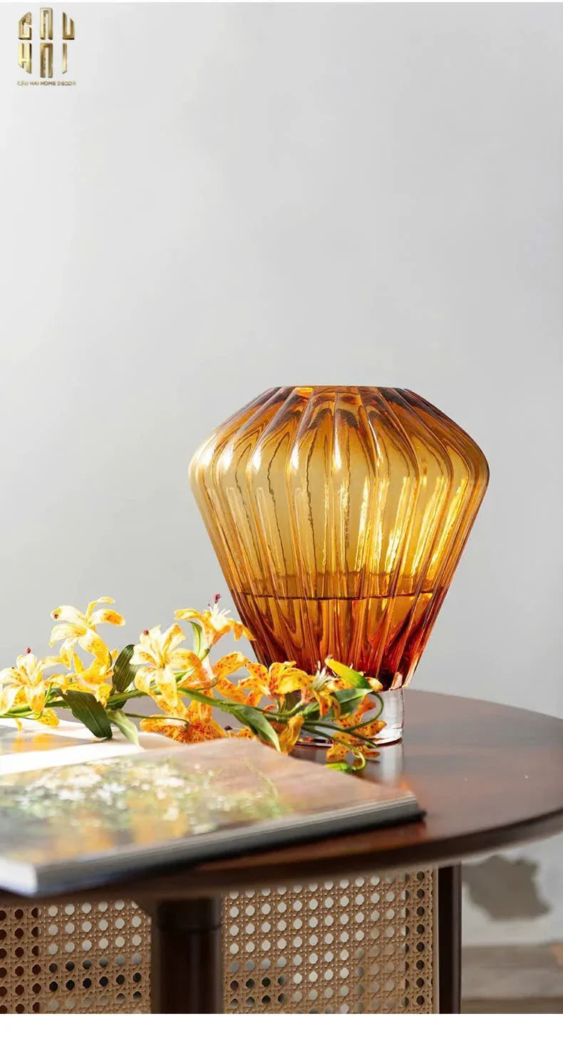 BÌNH HOA CRYSTAL ÉCLAT AMBRÉ H19-CẬU HAI HOME DECOR