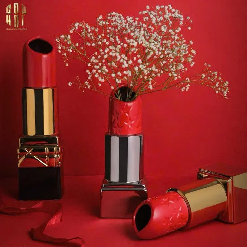 BÌNH HOA GOLD D.O ROUGE MATTE H26-CẬU HAI HOME DECOR