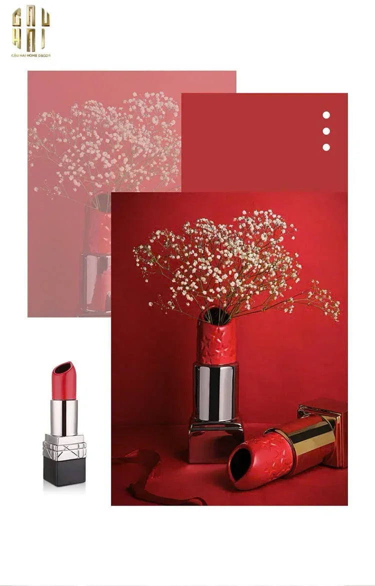 BÌNH HOA GOLD D.O ROUGE MATTE S36-CẬU HAI HOME DECOR