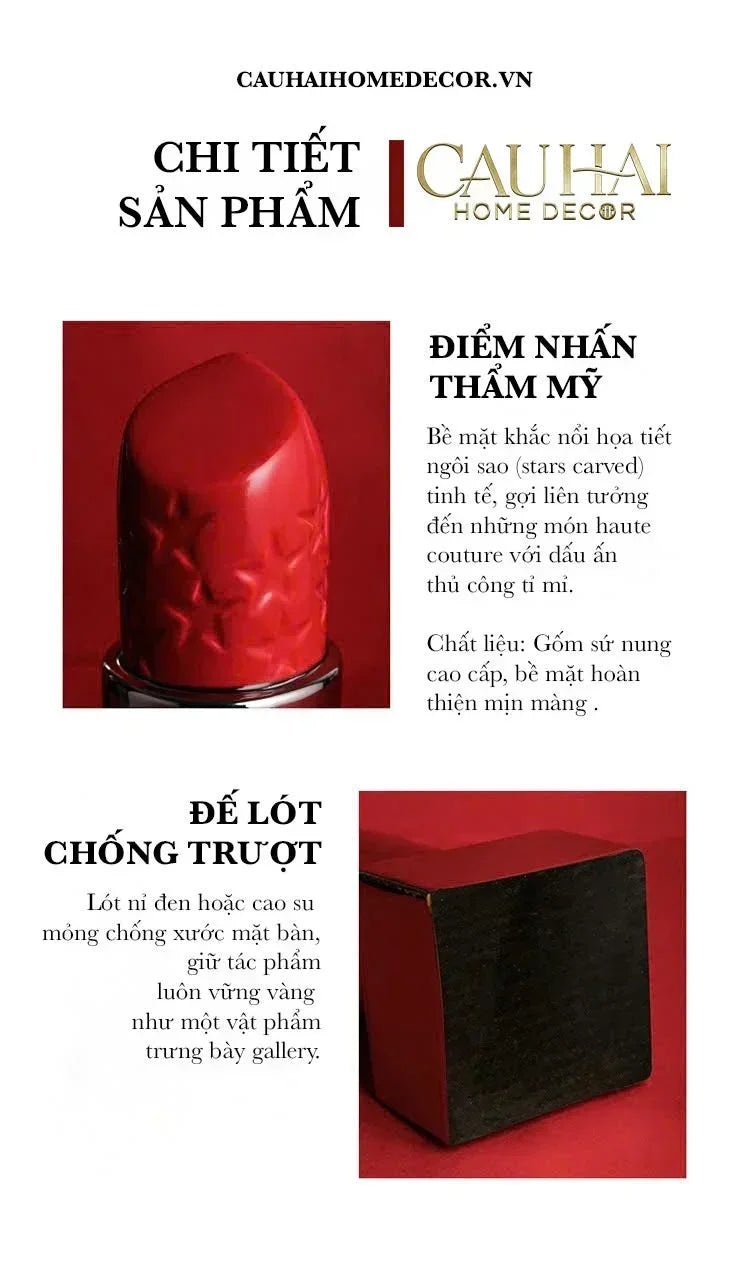 BÌNH HOA GOLD D.O ROUGE MATTE S36-CẬU HAI HOME DECOR