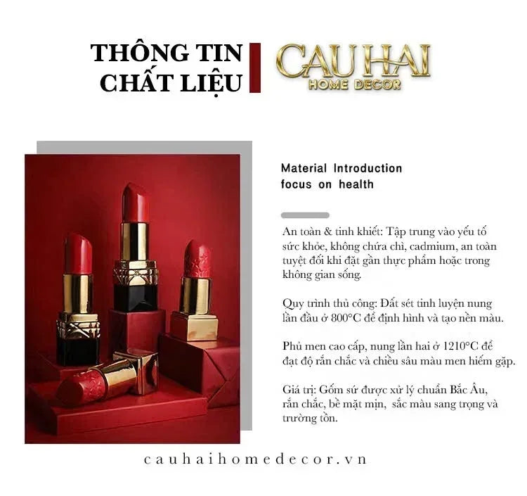 BÌNH HOA GOLD D.O ROUGE MATTE S36-CẬU HAI HOME DECOR